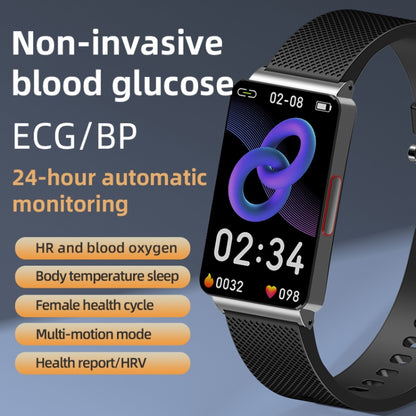 EP08 1.57 inch Color Screen Smart Watch,Support Blood Sugar Monitoring / Heart Rate Monitoring / Blood Pressure Monitoring(Black) - Smart Wear by buy2fix | Online Shopping UK | buy2fix