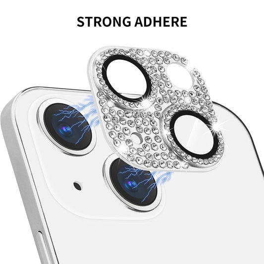 For iPhone 14 / 14 Plus ENKAY Hat-Prince Blink Diamond Camera Lens Aluminium Alloy Tempered Glass Film(Sierra Blue) by ENKAY