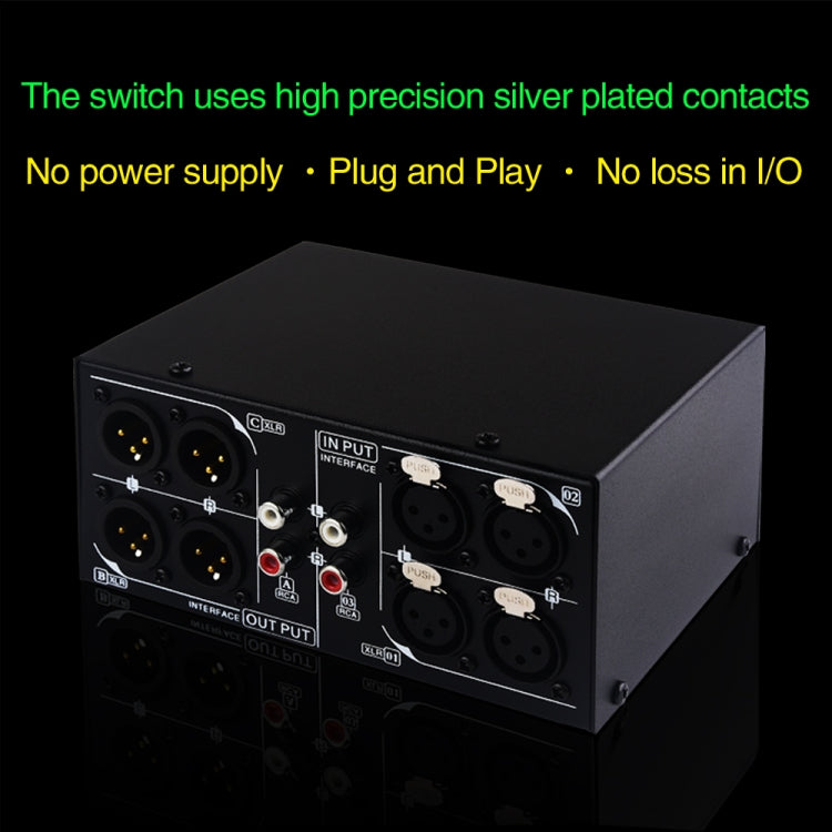 3 Input To 3 Output Fully Balanced XLR Signal Passive Stereo Selector Switch Switcher - Consumer Electronics by buy2fix | Online Shopping UK | buy2fix