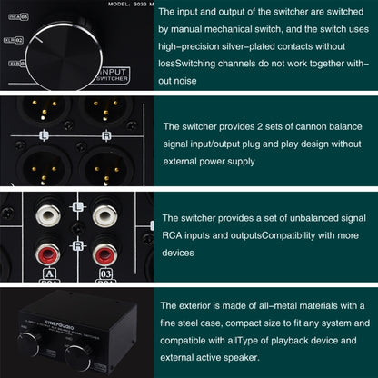 3 Input To 3 Output Fully Balanced XLR Signal Passive Stereo Selector Switch Switcher - Consumer Electronics by buy2fix | Online Shopping UK | buy2fix