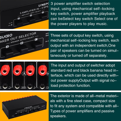 3 Input 3 Output Power Amplifier And Speaker Switcher Speaker Switch Splitter Comparator - Consumer Electronics by buy2fix | Online Shopping UK | buy2fix