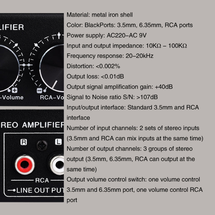 Pre-Stereo Signal Amplifier Volume Booster Headphones Active Speaker Preamp Audio Amplifier - Consumer Electronics by buy2fix | Online Shopping UK | buy2fix