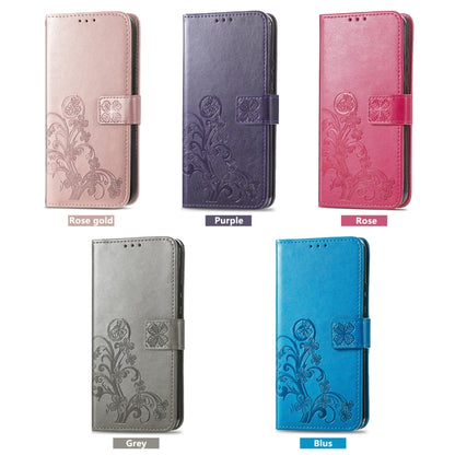 For TCL 405 Four-leaf Clasp Embossed Buckle Leather Phone Case(Purple) - More Brand by buy2fix | Online Shopping UK | buy2fix