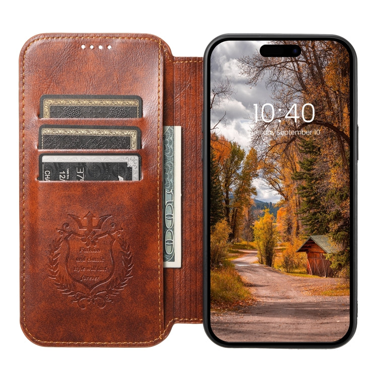 For iPhone 12 / 12 Pro Suteni J05 Leather Magnetic Magsafe Phone Case(Khaki) by Suteni