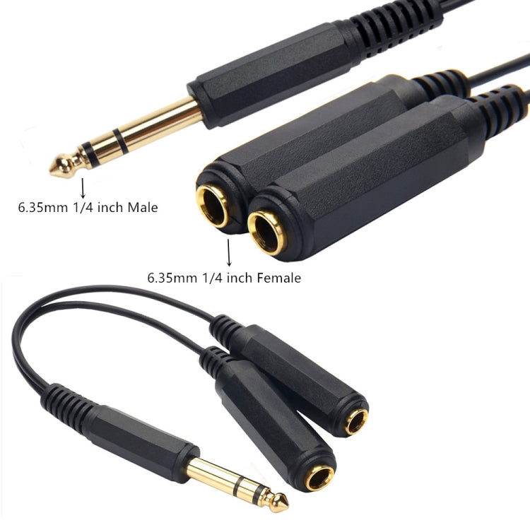 JUNSUNMAY 6.35mm 1/4 inch Male to Dual Female Stereo Audio Jack Adapter Cable, Length: 20cm - Microphone Audio Cable & Connector by JUNSUNMAY | Online Shopping UK | buy2fix