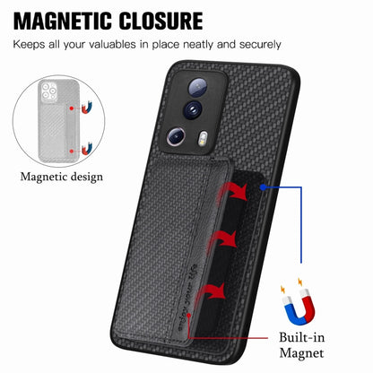 For Xiaomi 13 Lite Carbon Fiber Magnetic Card Bag Phone Case(Black) - 13 Lite Cases by buy2fix | Online Shopping UK | buy2fix