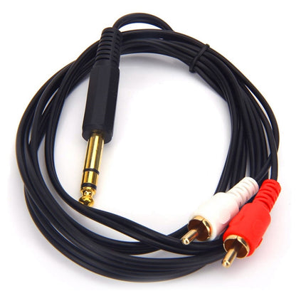 JUNSUNMAY 6.35mm Male TRS Stereo Plug to 2 RCA Phono Male Audio Cable Connector, Length:1.5m - RCA Cable by JUNSUNMAY | Online Shopping UK | buy2fix