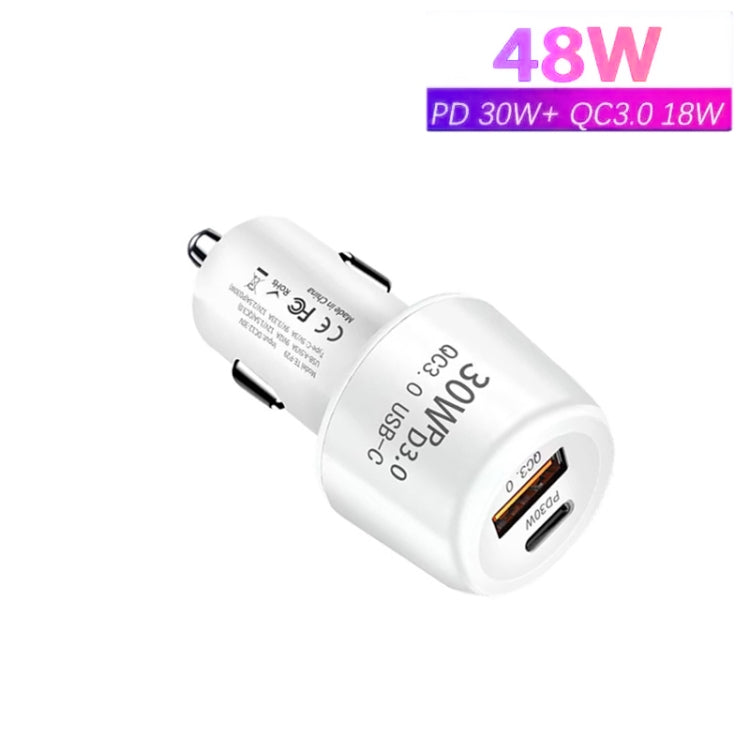 P29 48W PD30W + QC3.0 18W USB Dual Port Car Charger(White) - Car Charger by buy2fix | Online Shopping UK | buy2fix