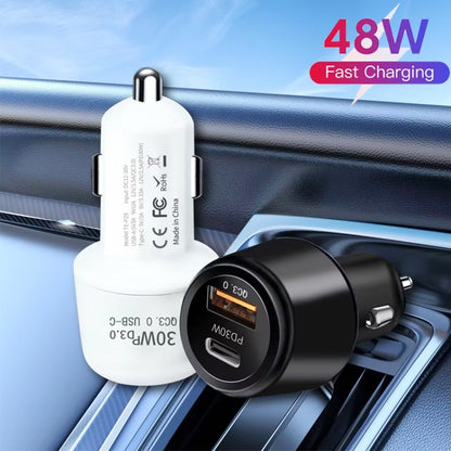 P29 48W PD30W + QC3.0 18W USB Dual Port Car Charger(White) - Car Charger by buy2fix | Online Shopping UK | buy2fix