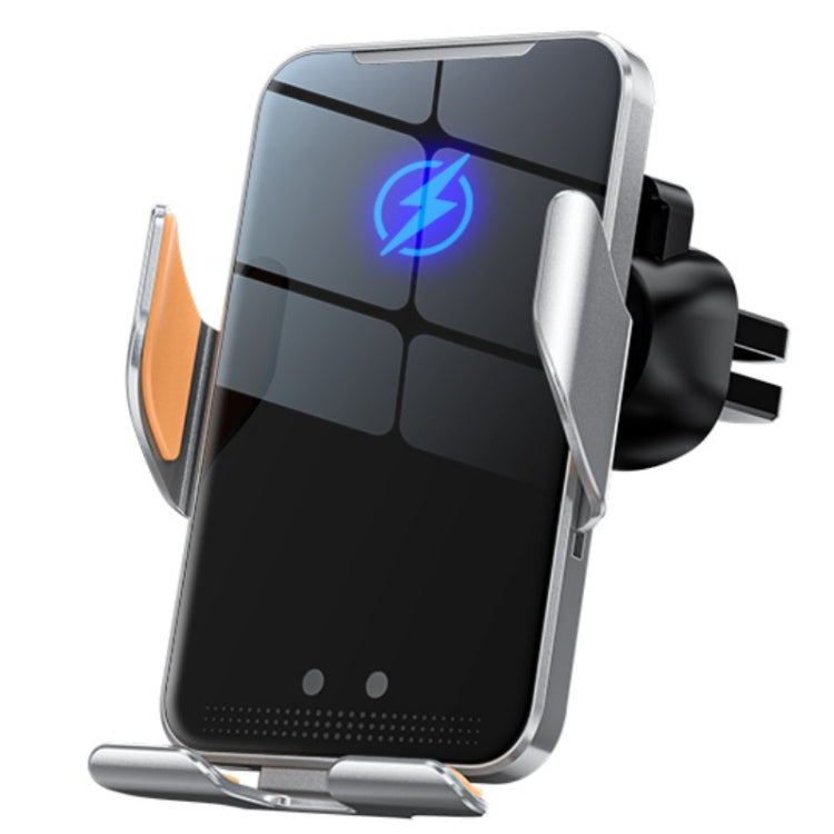 C9 Car Wireless Charger Phone Holder Infrared Auto-Clamping Metal Phone Mount Car Charger(Gray) by buy2fix