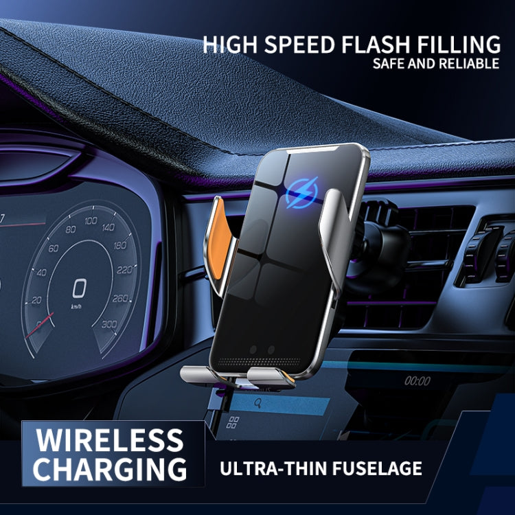 C9 Car Wireless Charger Phone Holder Infrared Auto-Clamping Metal Phone Mount Car Charger(Gray) by buy2fix