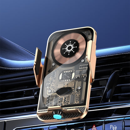 C11 Car 15W Automatically Open Transparent Type-C Wireless Charger Stand(Gold) by buy2fix