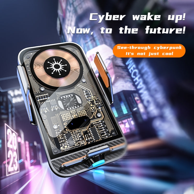 C11 Car 15W Automatically Open Transparent Type-C Wireless Charger Stand(Gold) by buy2fix