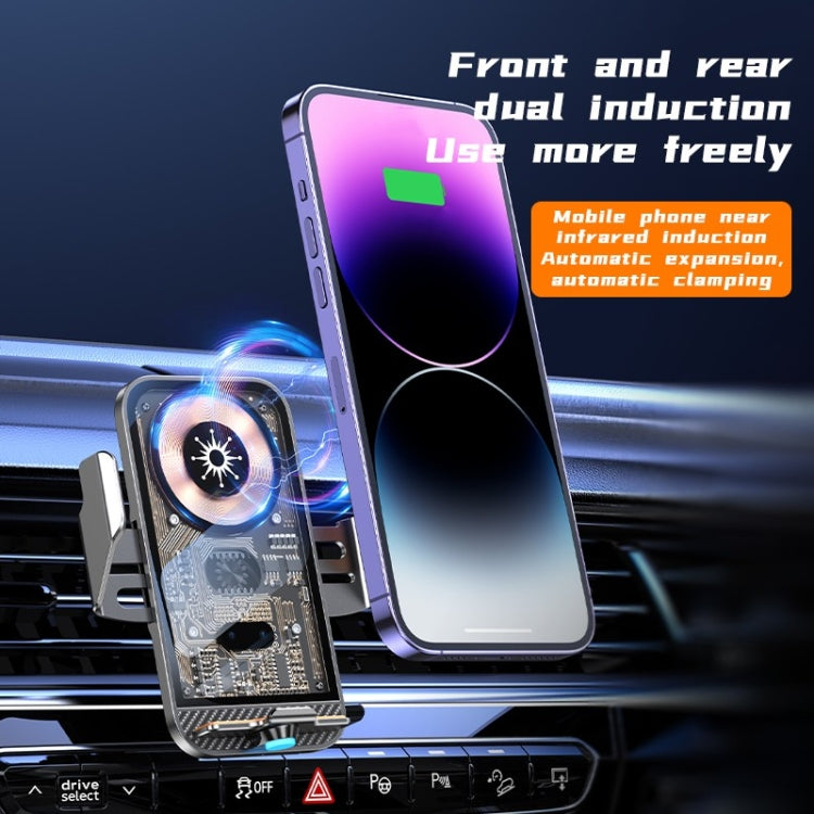 C11 Car 15W Automatically Open Transparent Type-C Wireless Charger Stand(Blue) by buy2fix