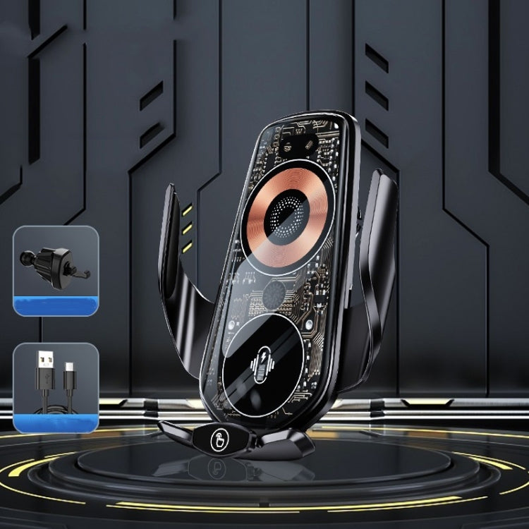 Q7 Magnetic Wireless Fast Charging Car Mobile Phone Charger Bracket with Start Button (Black) by buy2fix