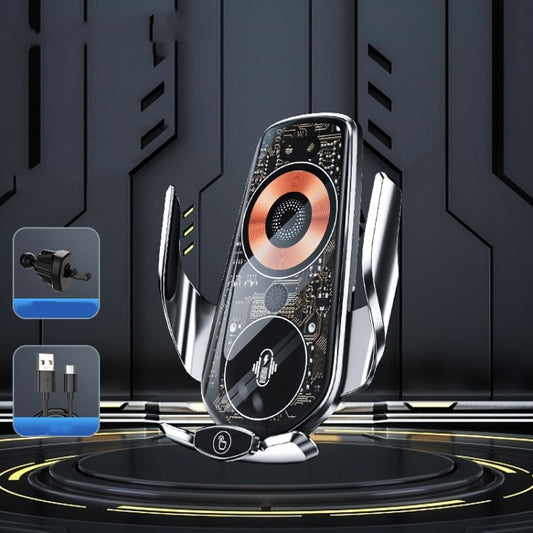 Q7 Magnetic Wireless Fast Charging Car Mobile Phone Charger Bracket with Start Button (Silver) by buy2fix