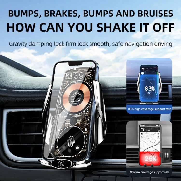 Q7 Magnetic Wireless Fast Charging Car Mobile Phone Charger Bracket with Start Button (Silver) by buy2fix