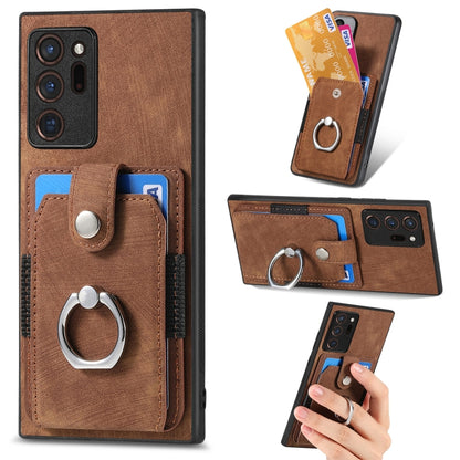 For Samsung Galaxy Note20 Retro Skin-feel Ring Card Wallet Phone Case(Brown) by buy2fix