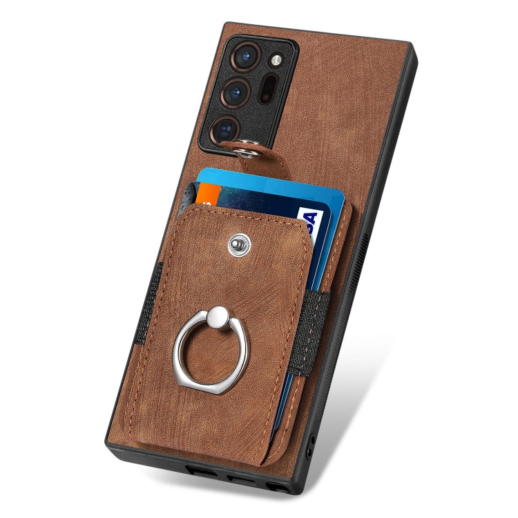 For Samsung Galaxy Note20 Retro Skin-feel Ring Card Wallet Phone Case(Brown) by buy2fix