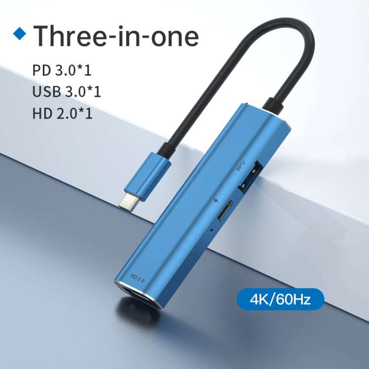 V264 3 in 1 USB-C / Type-C to USB3.0 + PD3.0 + HD2.0 3-Ports Multi Splitter Adapter OTG HUB - USB HUB by buy2fix | Online Shopping UK | buy2fix