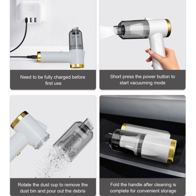 Q8 LED Light Wireless Portable Handheld Car Foldable 9000Pa Suction Vacuum Cleaner(Green) by buy2fix