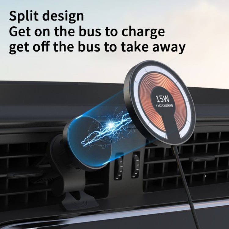 T09 2 in 1 Transparent Car Magnetic Wireless Charger 15W Fast Charging Stand - Car Charger by buy2fix | Online Shopping UK | buy2fix