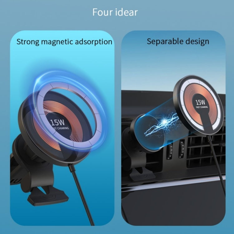 T09 2 in 1 Transparent Car Magnetic Wireless Charger 15W Fast Charging Stand - Car Charger by buy2fix | Online Shopping UK | buy2fix
