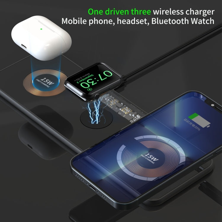 T06 Dual 15W Fast Charging Pad 3 in 1 Transparent Magnetic Phone Wireless Charger - Wireless Charger by buy2fix | Online Shopping UK | buy2fix