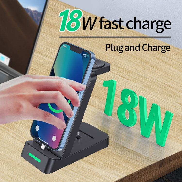 B20 18W 3 in 1 Wireless Charger Stand Charger Dock for iPhone Apple Watch Series(Black) - Wireless Charger by buy2fix | Online Shopping UK | buy2fix