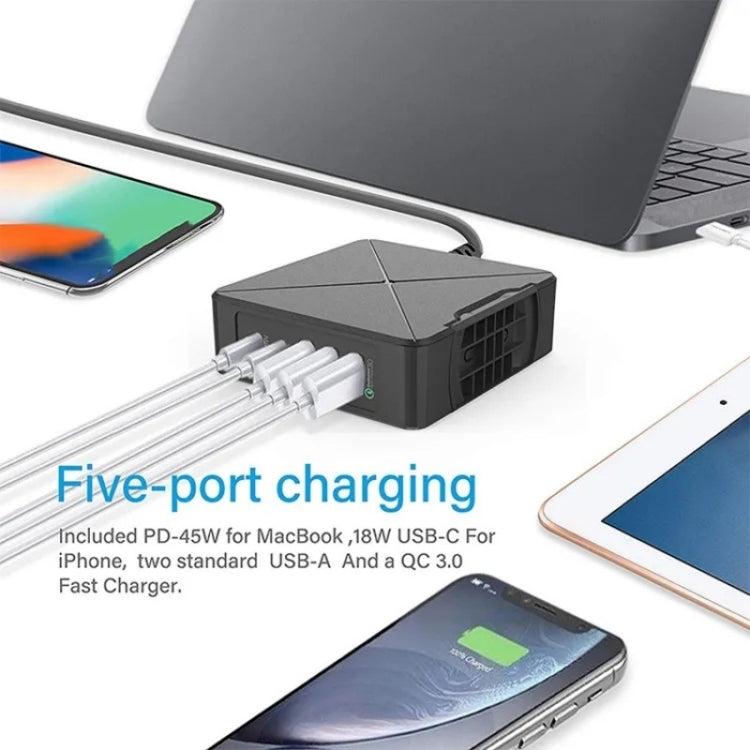 PD-75 Desktop PD Type-C USB QC 3.0 Fast Mobile Phone Charging Station Multifunctional Wireless Charger(AU Plug) - Multifunction Charger by buy2fix | Online Shopping UK | buy2fix