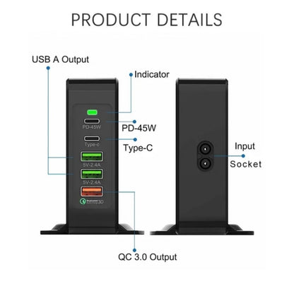 PD-75 Desktop PD Type-C USB QC 3.0 Fast Mobile Phone Charging Station Multifunctional Wireless Charger(AU Plug) - Multifunction Charger by buy2fix | Online Shopping UK | buy2fix