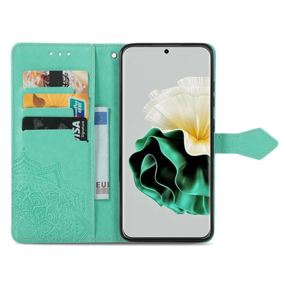 For Huawei P60 Mandala Flower Embossed Leather Phone Case(Green) - Huawei Cases by buy2fix | Online Shopping UK | buy2fix