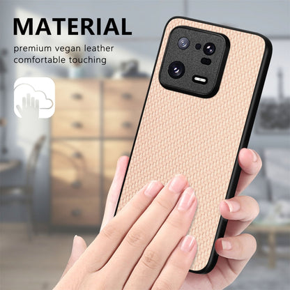 For Redmi Note 11T Pro 5G Carbon Fiber Texture Leather Back Cover Phone Case(Khaki) - Xiaomi Cases by buy2fix | Online Shopping UK | buy2fix