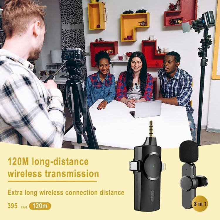 One by One 3 in 1 Lavalier Noise Reduction Wireless Microphone for iPhone / iPad / Android / Camera - Microphone by buy2fix | Online Shopping UK | buy2fix