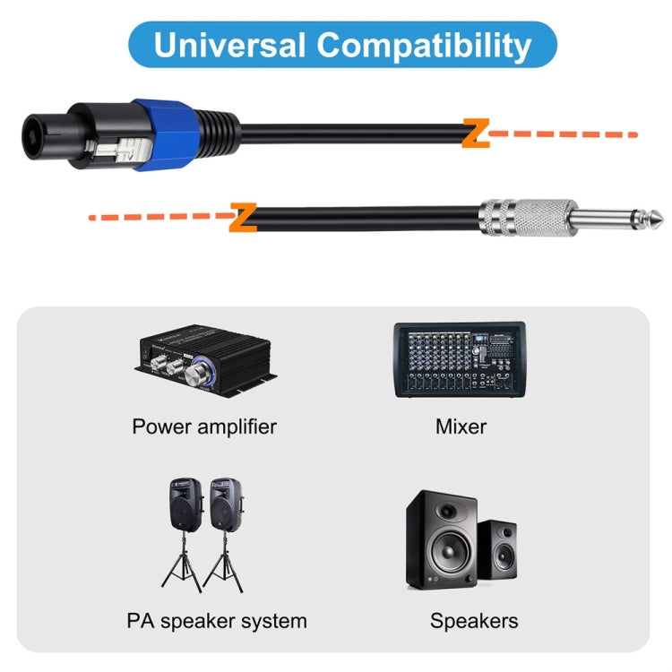 JUNSUNMAY Speakon Male to 6.35mm Male Audio Speaker Adapter Cable with Snap Lock, Length:50FT - Microphone Audio Cable & Connector by JUNSUNMAY | Online Shopping UK | buy2fix