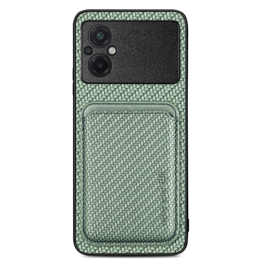 For Xiaomi POCO M5 4G Carbon Fiber Leather Card Magsafe Phone Case(Green) - Xiaomi Cases by buy2fix | Online Shopping UK | buy2fix