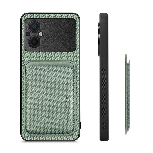 For Xiaomi Poco M5 4G Carbon Fiber Leather Card Magnetic Phone Case(Green) by buy2fix