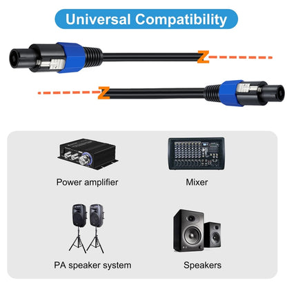 JUNSUNMAY Speakon Male to Speakon Male Audio Speaker Adapter Cable with Snap Lock, Length:10FT - Microphone Audio Cable & Connector by JUNSUNMAY | Online Shopping UK | buy2fix