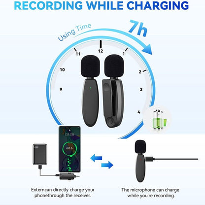 One by Two 3 in 1 Mini Wireless Lavalier Microphones for iPhone / Android / Camera with Noise Reduction Function - Microphone by buy2fix | Online Shopping UK | buy2fix