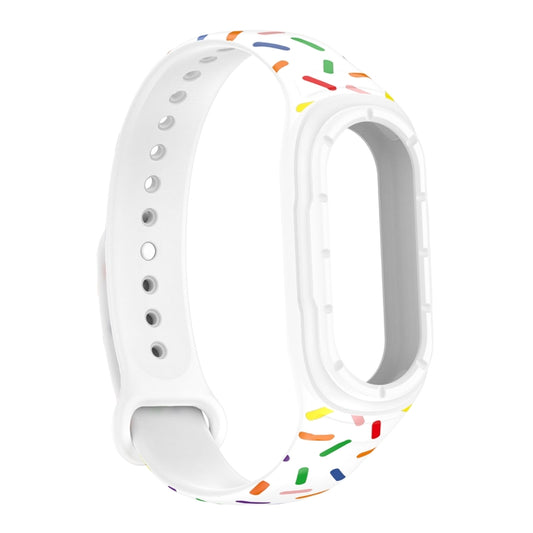 For Xiaomi Mi Band 8 ENKAY Hat-Prince Full Coverage Screen Protector + Adjsutable Silicone Sport Loop Strap Watchband(White) by ENKAY
