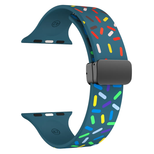 For Apple Watch 4 40mm Rainbow Dots Silicone Magnetic Black Buckle Watch Band(Blue) by buy2fix