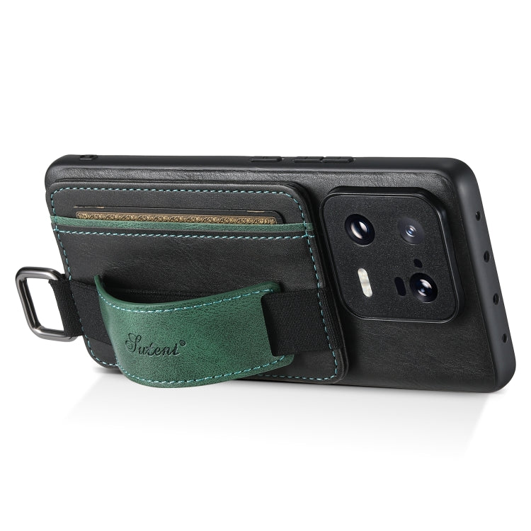 For Xiaomi 13 Pro Suteni H13 Card Wallet Wrist Strap Holder PU Phone Case(black) - 13 Pro Cases by Suteni | Online Shopping UK | buy2fix