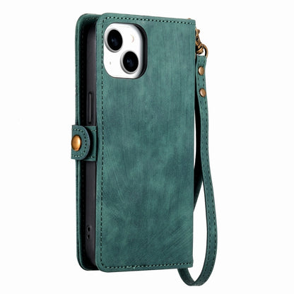 For iPhone 14 Pro Max Geometric Zipper Wallet Side Buckle Leather Phone Case(Green) - iPhone 14 Pro Max Cases by buy2fix | Online Shopping UK | buy2fix