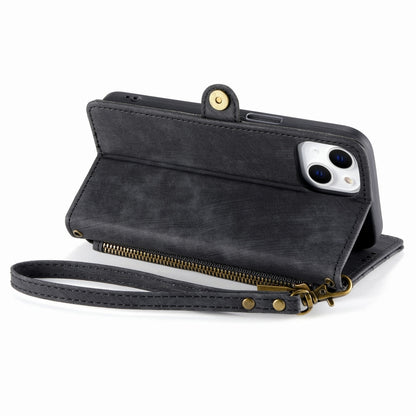 For iPhone 11 Geometric Zipper Wallet Side Buckle Leather Phone Case(Black) - iPhone 11 Cases by buy2fix | Online Shopping UK | buy2fix