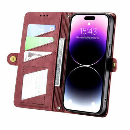 For iPhone SE 2022 /2020 /7 / 8 Geometric Zipper Wallet Side Buckle Leather Phone Case(Red) - iPhone SE 2022 / 2020 / 8 / 7 Cases by buy2fix | Online Shopping UK | buy2fix