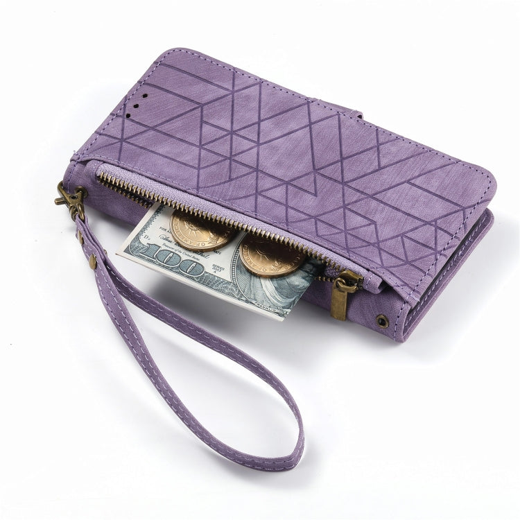 For iPhone 6 / 6s Geometric Zipper Wallet Side Buckle Leather Phone Case(Purple) - More iPhone Cases by buy2fix | Online Shopping UK | buy2fix