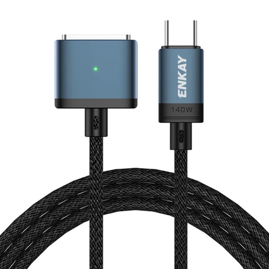 ENKAY 140W USB-C / Type-C to MagSafe 3 Nylon Braided Magnetic Charging Cable with LED Indicator for MacBook 6.6FT(Blue) - Cable & Adapter by ENKAY | Online Shopping UK | buy2fix