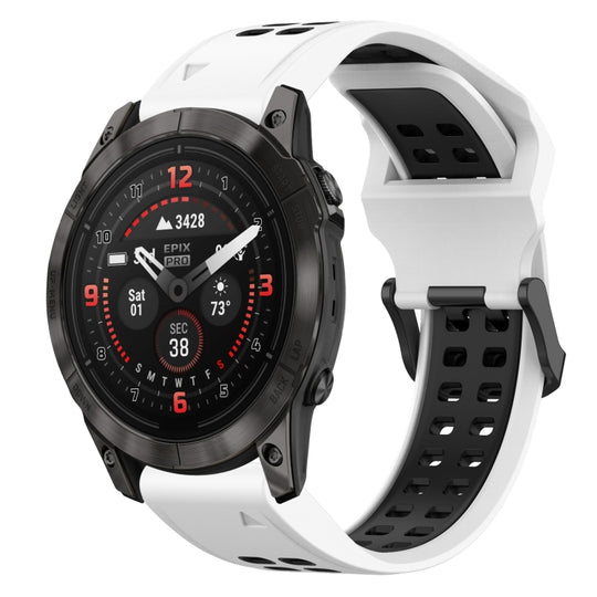 For Garmin Epix Pro 42mm Two Color Reverse Buckle 20mm Silicone Watch Band(White+Black)