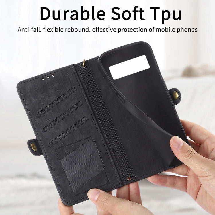 For Google Pixel 6 Geometric Zipper Wallet Side Buckle Leather Phone Case(Black) - Google Cases by buy2fix | Online Shopping UK | buy2fix