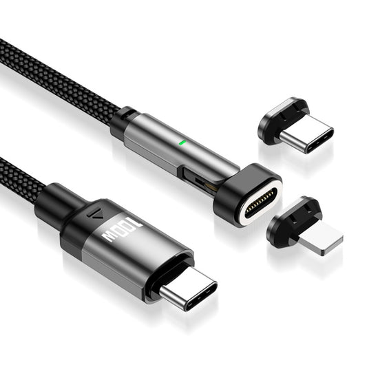 ENKAY 2 in 1 PD 100W / 27W 180 Degrees Rotation Magnetic Type-C / 8 Pin Fast Charging Data Cable with LED Light, Length:2m by ENKAY